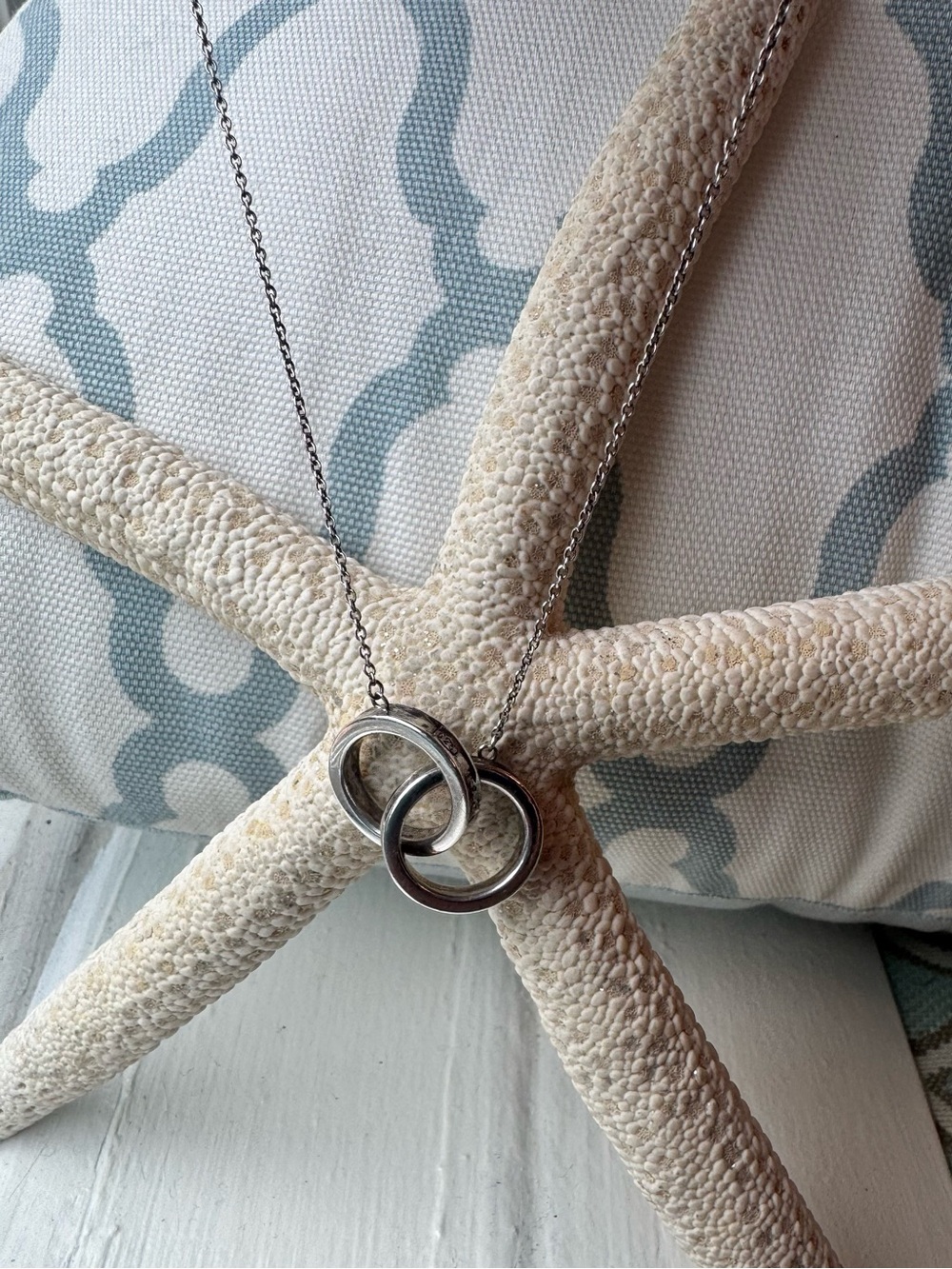 Authentic Tiffany & Co 1837 Interlocking Circles Pendant Necklace .925 Silver